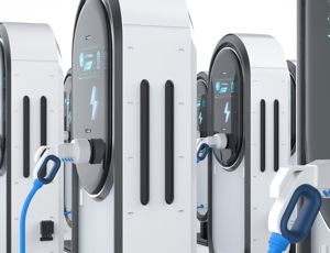 Electric chargers in a row