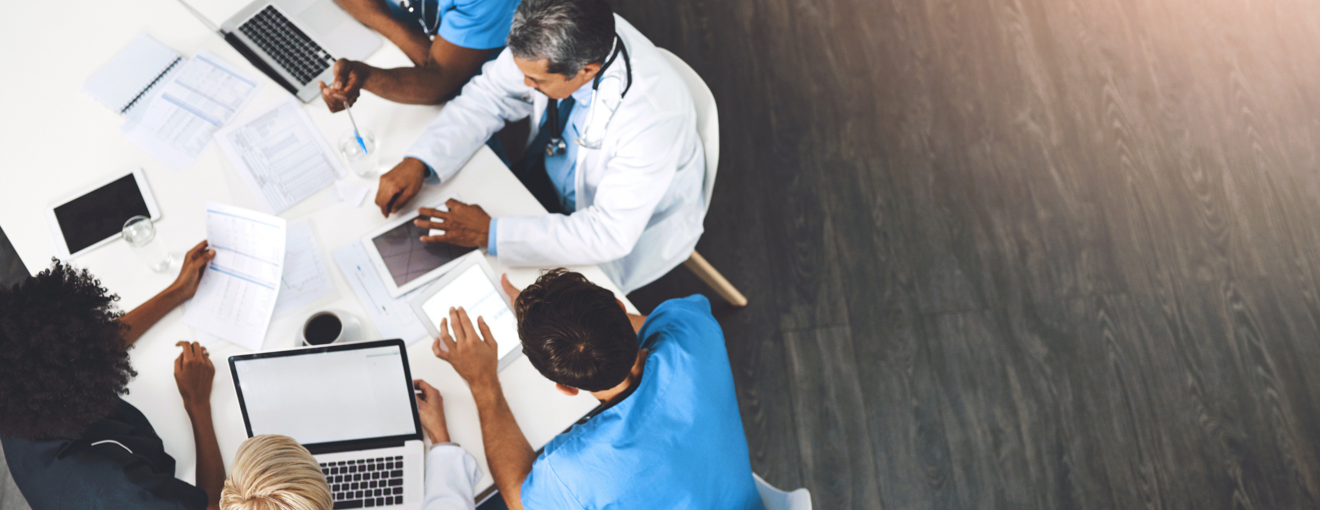 Hospital workers in a meeting