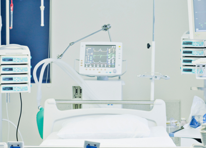 Hospital bed in room