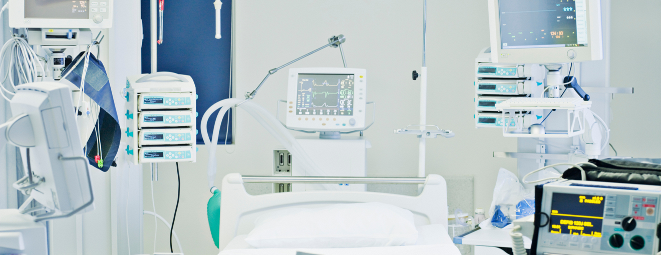 Hospital bed in room