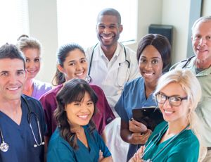 Public service staff in uniform group picture 
