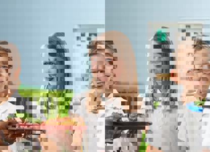 School children in a school canteen