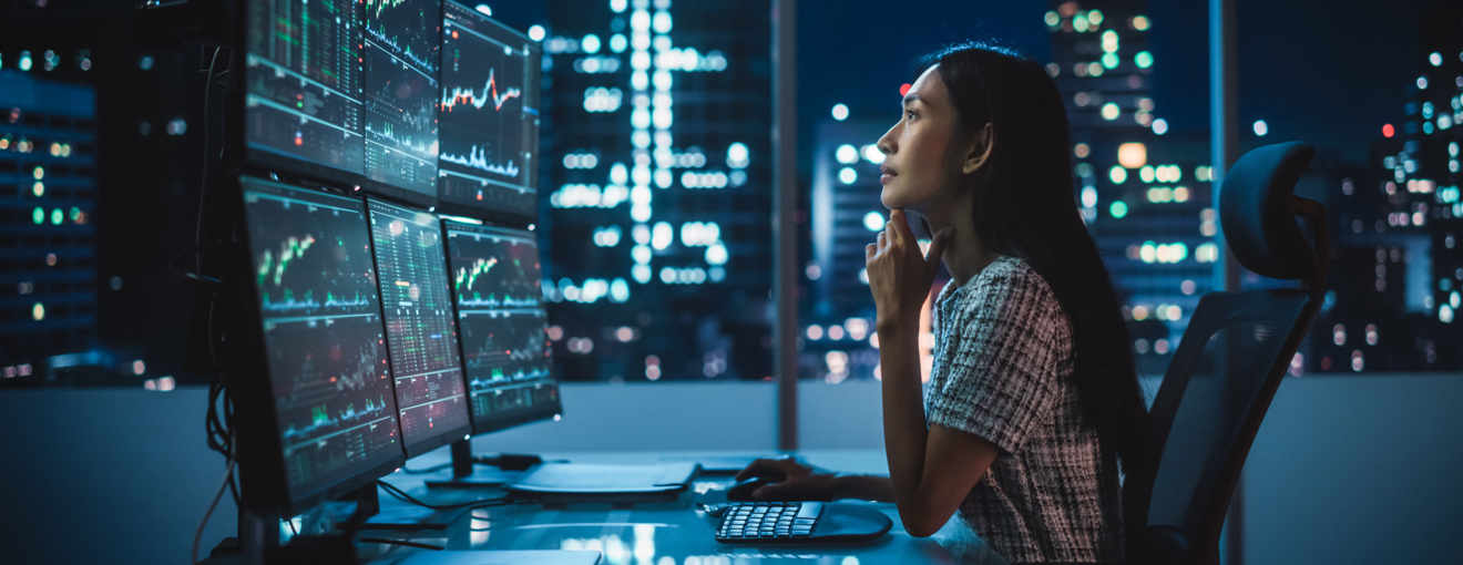 A person in an office using technology