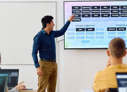 Teaching delivering a lesson to students