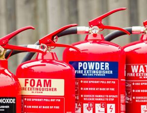 fire extinguishers in a row