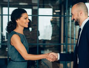 Handshake in a corporate setting